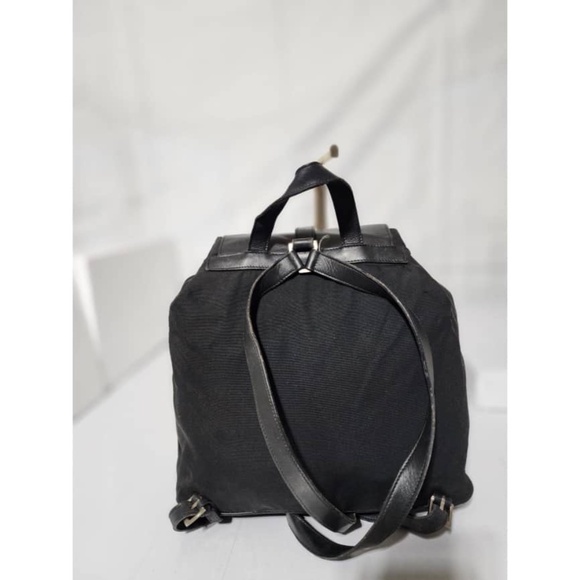 Authentic Gucci Vintage Leather-Trimmed Nylon Backpack Black - Picture 4 of 11